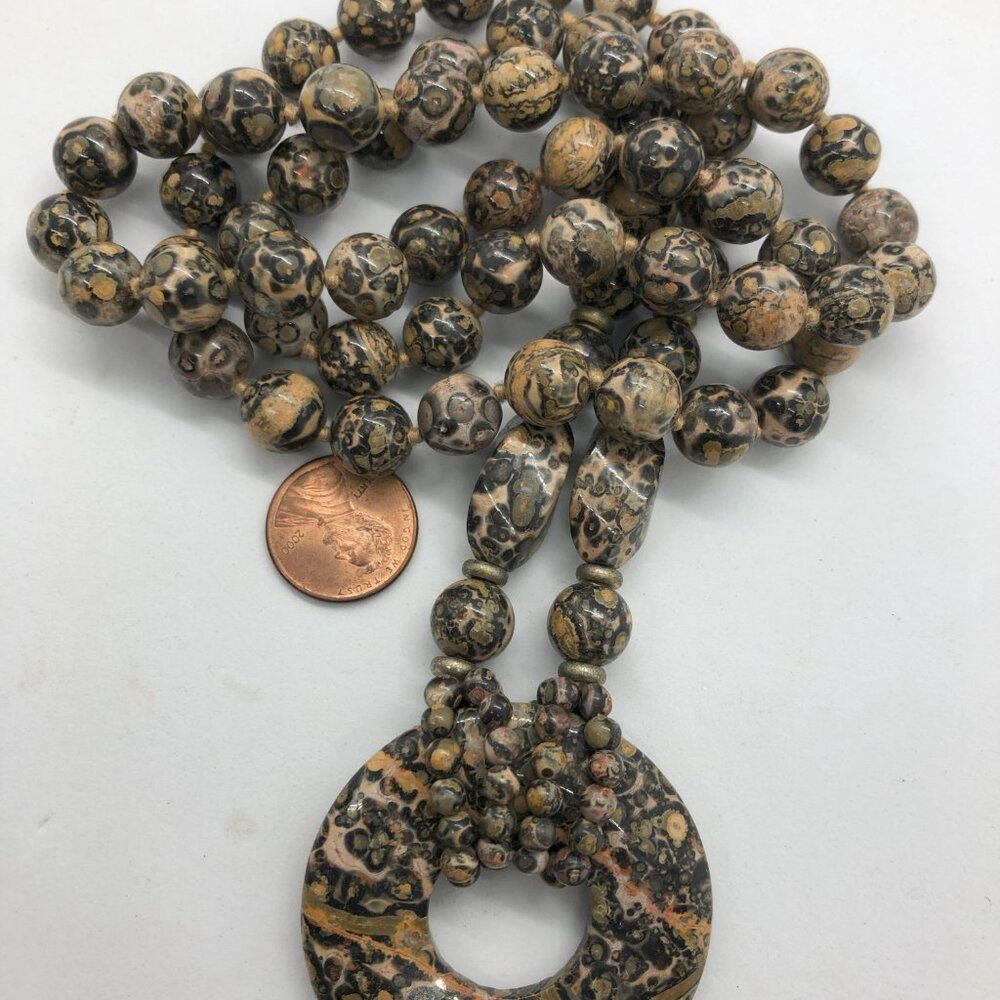 Leopard skin Jasper vintage necklace
